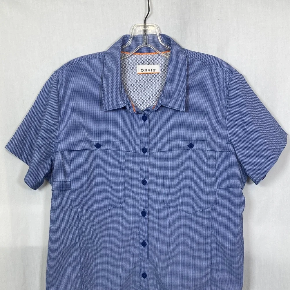 Orvis River Guide 2.0 Short-Sleeved Shirt in Ocean Blue Gingham/check Pattern L - Picture 3 of 12